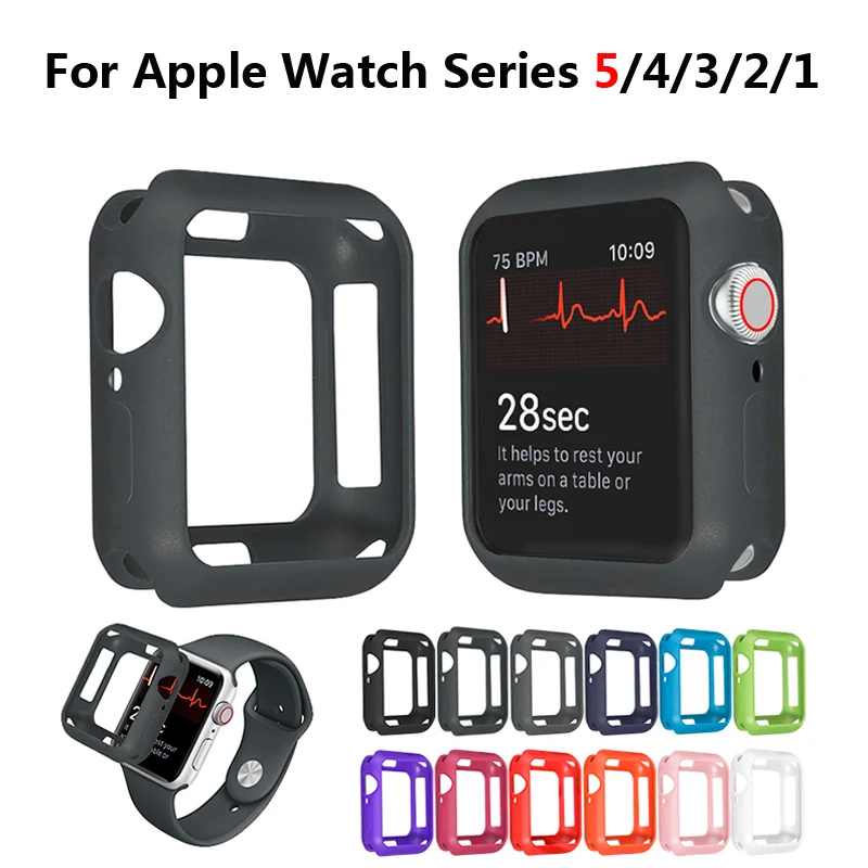 Мягкий силиконовый чехол для Apple Watch 3 2 1 42 мм 38 полная защитная оболочка iWatch 4 5 40 44