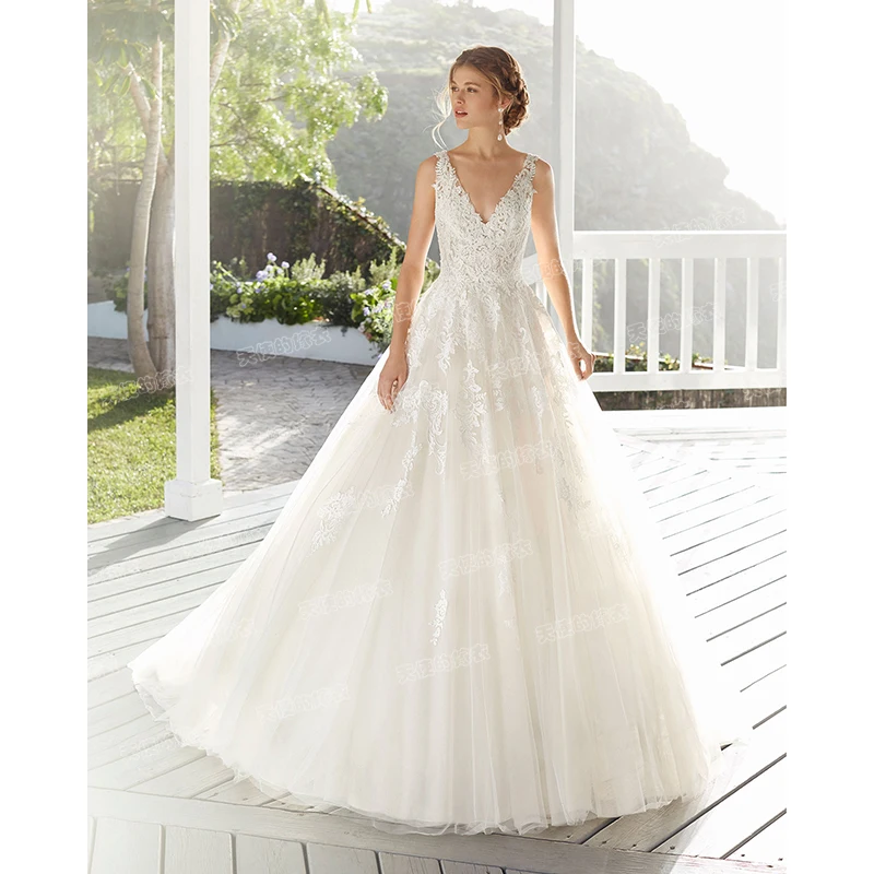Wedding Dress 2024 Luxury Sexy V-neck Court Train Backless Ball Gown Princess Backless Wedding Dresses Custom Size Customized 2