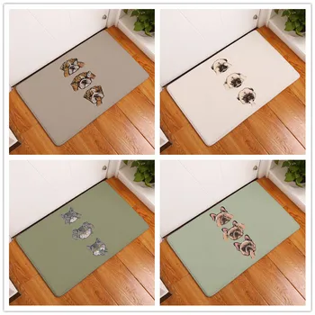 

Flannel Waterproof Kitchen Mats Lovely Cartoon Bulldog Carpets Bedroom Rugs Decorative Stair Mats Home Decor Crafts