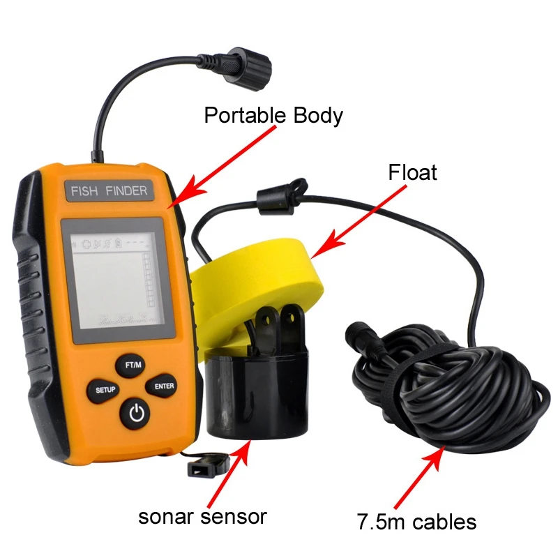Портативный рыболокатор беспроводной сигнализации Sonar lcd Рыбалка проводной эхолот(TL88E