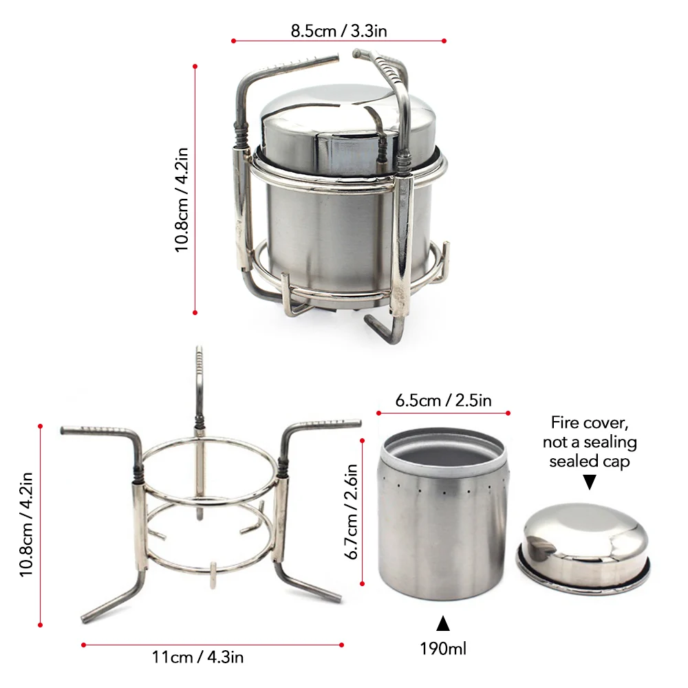 Газовая горелка для кемпинга, походная спиртовая плита из нержавеющей стали, складная посуда, спиртовая горелка, горшок, чаша - Цвет: as picture