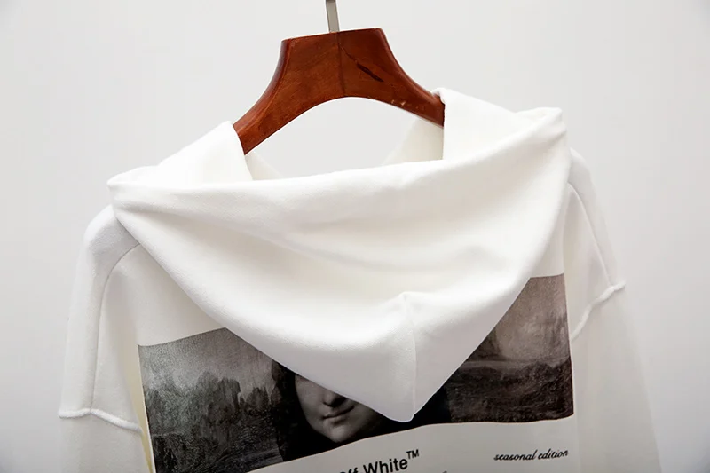 19ss Off-White OW "04" Мона Лиза для мужчин и женщин унисекс для влюбленных Модная хлопковая Повседневная Толстовка с капюшоном свободная Куртка Пуловер