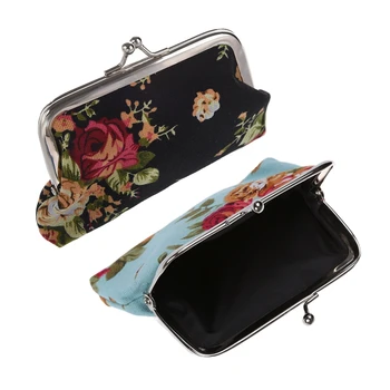 

2 Pcs Canvas Hasp Purse Key Coin Wallet Bag(Blue) & (Black)