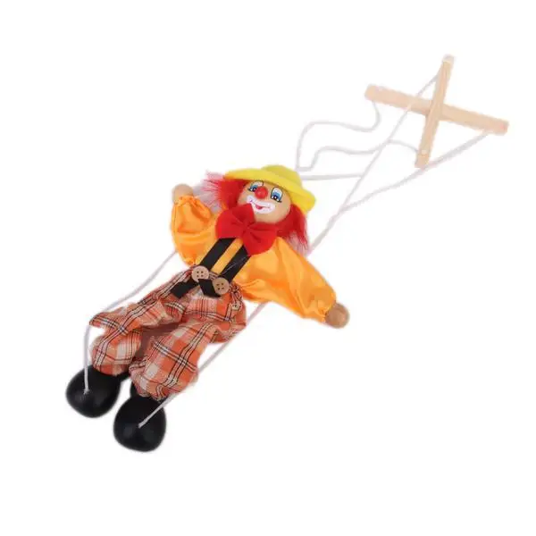 2X Random 1PC Wooden Clown Marionette Puppet For Kids Funny Joy Play Toy
