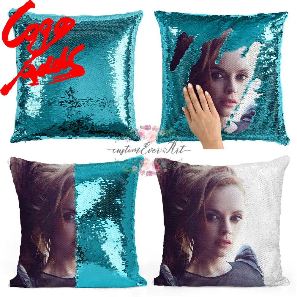 Подушка с блестками Christina Ricci | Наволочка Двухцветная подушка Подарок для нее Него