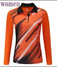 women orange shirt Осенне-зимняя Мужская/Женская футболка для бадминтона, быстросохнущие дышащие спортивные длинные штаны для волейбола, теннисная рубашка с длинными рукавами - Цвет: women orange shirt