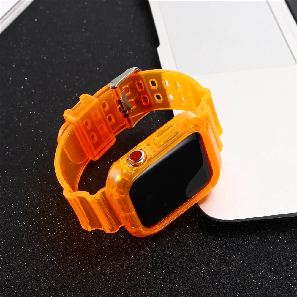 Ремешок силиконовый 2 в 1 для Apple Watch прозрачный браслет задней крышки серии SE 6 5 4 3
