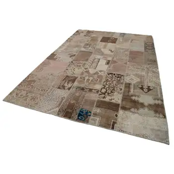 

200x300 Cm Beige Handmade Patchwork Rug-7x10 Ft