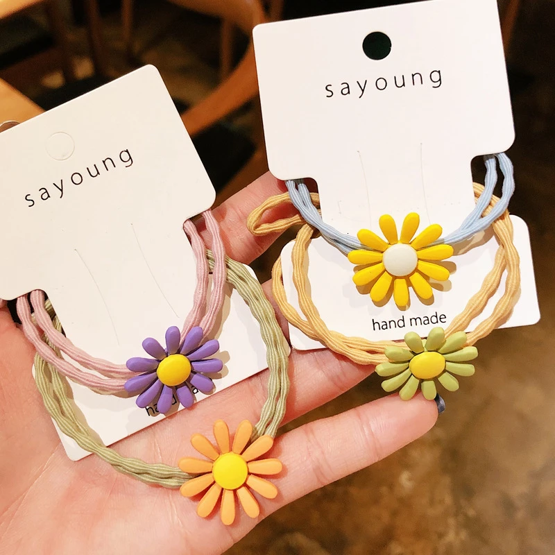 New Fashion Tiny Flower Head Rubber Rope For Women Trendy Cute Hair Jewelry Elastic Band Korean Headdress Lady |