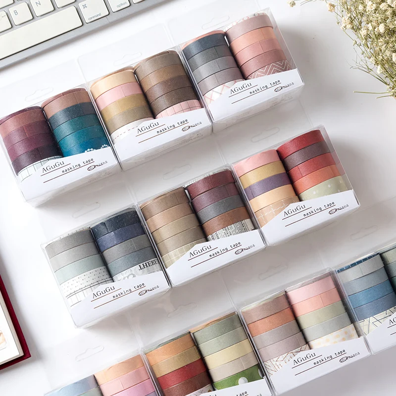 10 цветов винтажные Маскировочные ленты Скрапбукинг Декоративные из рисовой бумаги ленты для блокнот-журнал