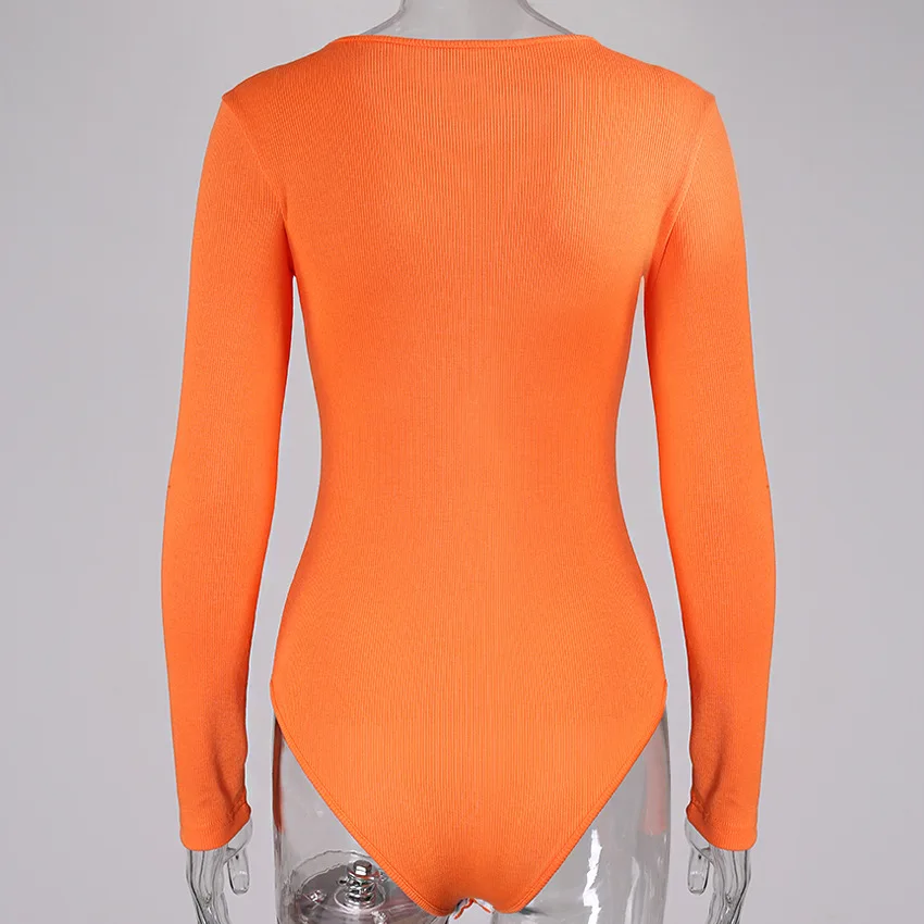 bodysuit long sleeve O-neck Neon bodycon Slim Body Top Letter pattern clothes Streetwear for women Sexy bodysuits