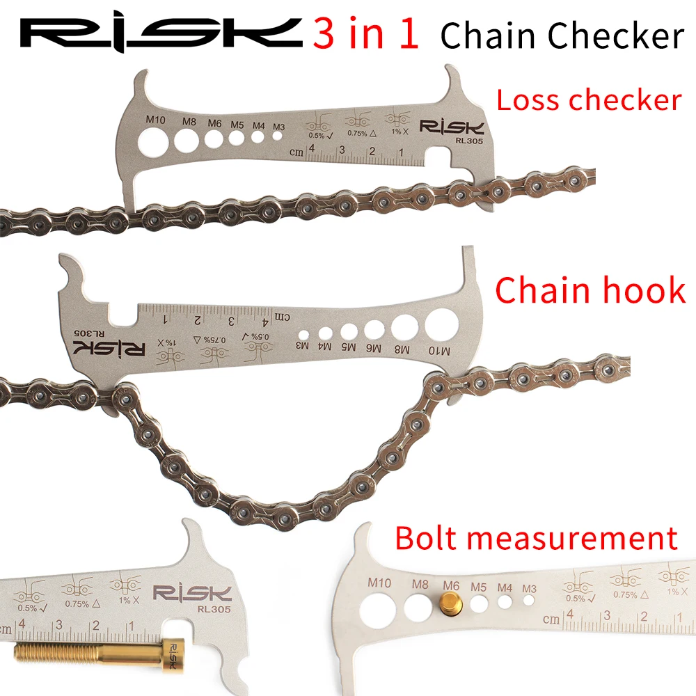 RISK нержавеющая сталь велосипедная цепь checker 3 в 1 велосипедный болт измерительная цепь Крюк Инструмент для велосипедной цепи