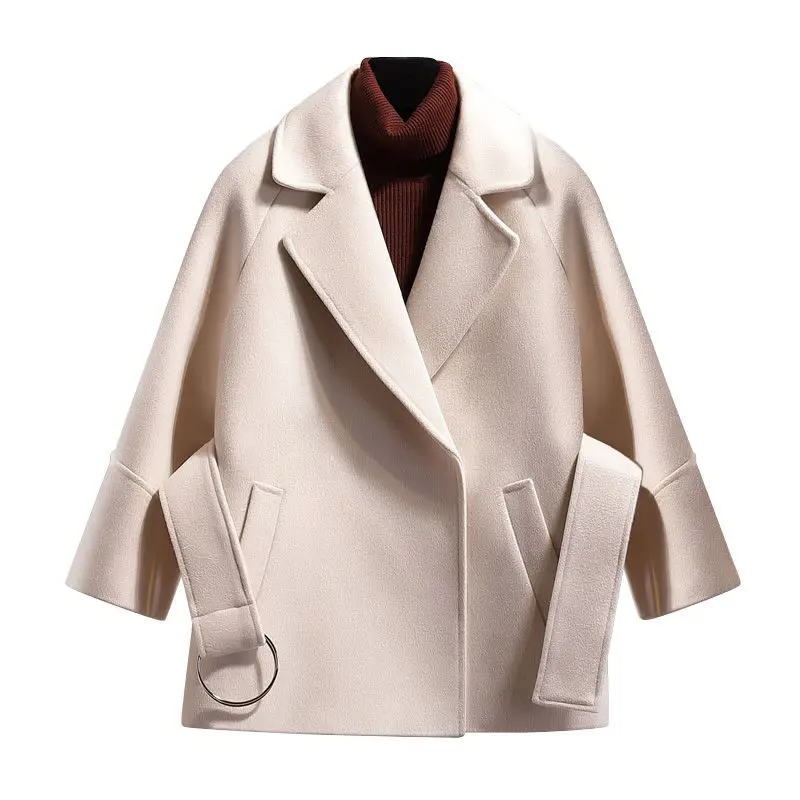 NiceMix однотонные шерстяные зимние пальто женские корейские свободные куртки с поясом размера плюс женские модные шерстяные кашемировые пальто Casaco
