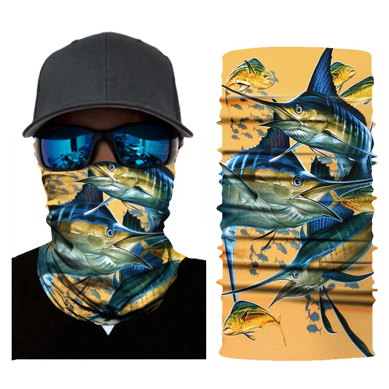 Sports Bandanas Fishing Mask Tubular Scarf Outdoor Seamless Balaclava Shemagh Camping Summer Fishing Sunscreen Bandana Scarf head wraps for men Scarves