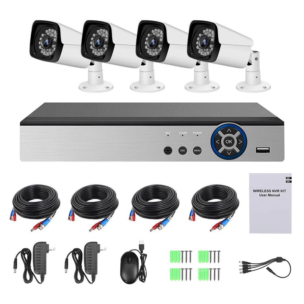 CVI TVI NVR HVR AHD 5-в-1 DVR 8CH CCTV Регистраторы+ 4 шт. видео, для наблюдения, безопасности, Камера видеонаблюдения Системы набор на открытом воздухе