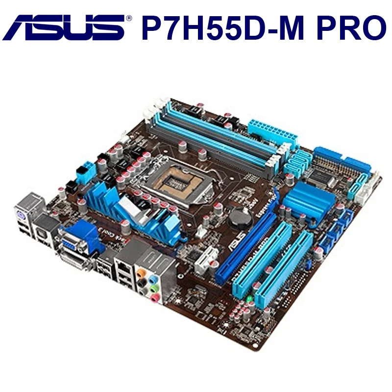 Разъем LGA 1156 для ASUS P7H55D-M PRO настольная материнская плата H55 i3 i5 i7 DDR3 16G uATX используется материнская плата LGA 1156 SATA II