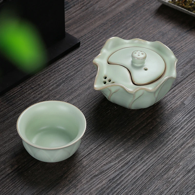 Керамическая быстрая чашка, горшок, чашка лотоса ручной захват горшок чайный набор кунг-фу Портативный Путешествия Чайный набор чай чайник