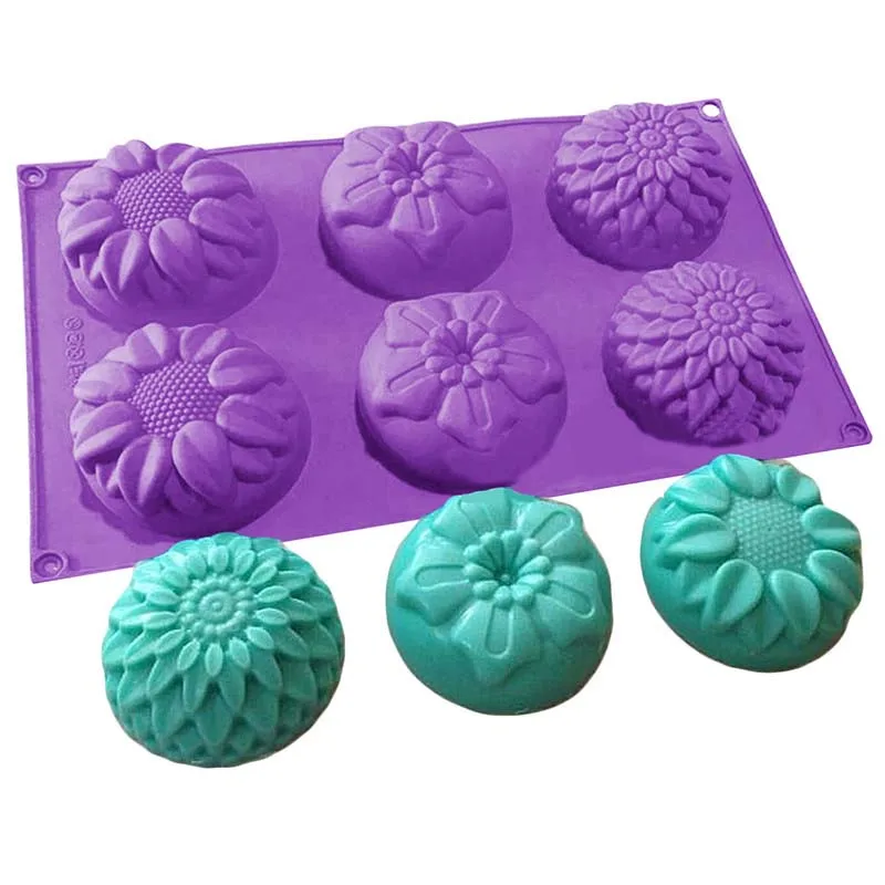 

Cute Small Soap Molds 6 Holes Flower Shaped Silicone Mould DIY Handmade Candle Cake Baking Soap Moulds Recycle Floral Bake Mold