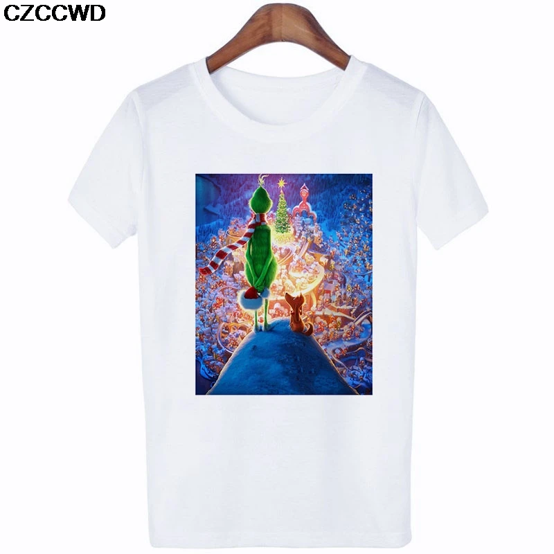 Poleras Mujer De Moda,, белая футболка, Harajuku, модная, Grinch, веселая, Рождественская футболка, для отдыха, уличная одежда, женская футболка, топы