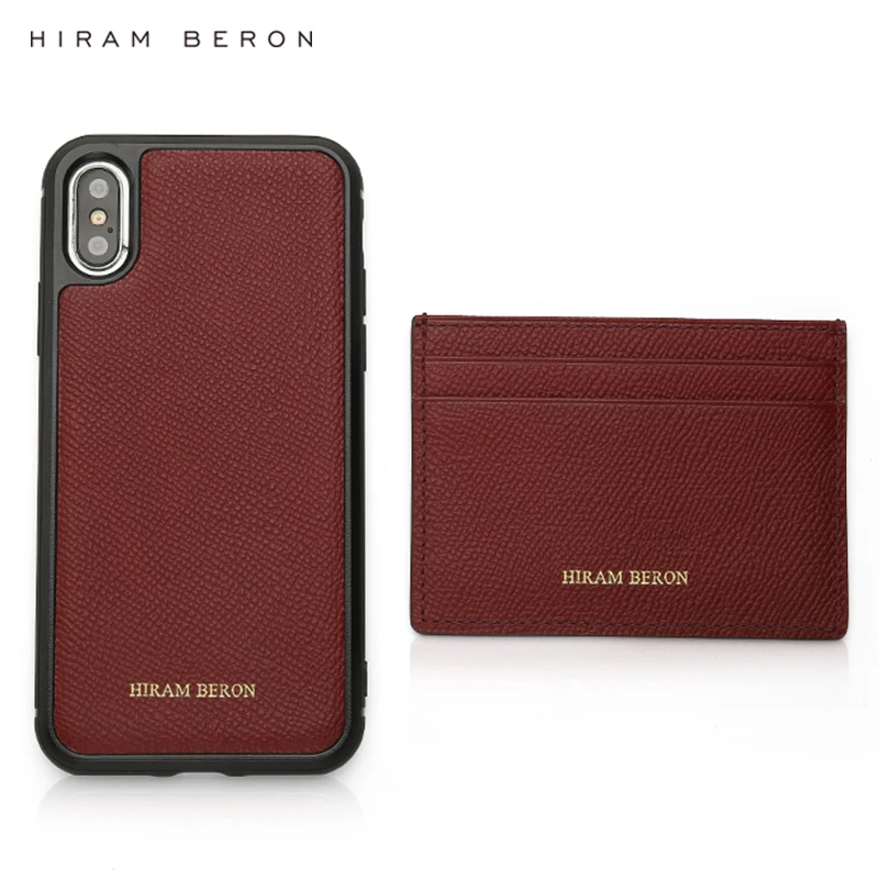 Hiram Beron бордовый простой и мини-держатель для карт с монограммой и для iphone 11 Pro Max чехол один набор подарок Прямая поставка
