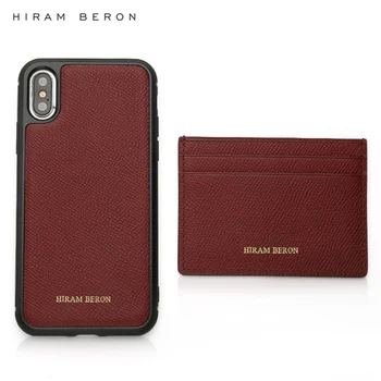 

Hiram Beron burgundy simple and mini card holder with monogram and for iphone 11 Pro Max case one set gift dropship