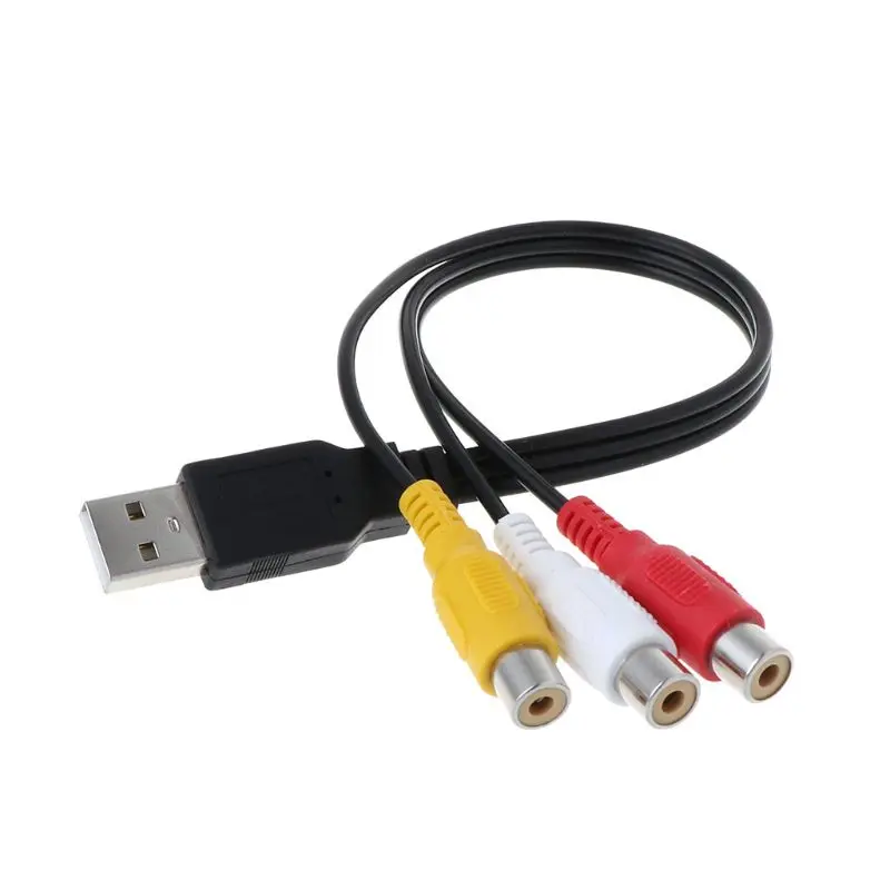 USB на RCA кабель USB штекер 3 RCA Женский Coverter стерео аудио видео кабель телевизионный адаптер провод AV A/V ТВ адаптер