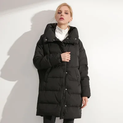 Зимние новые модные женские пальто модная теплая куртка на белом утином пуху женский пуховик с капюшоном высокого качества ZZZ231 - Цвет: Black