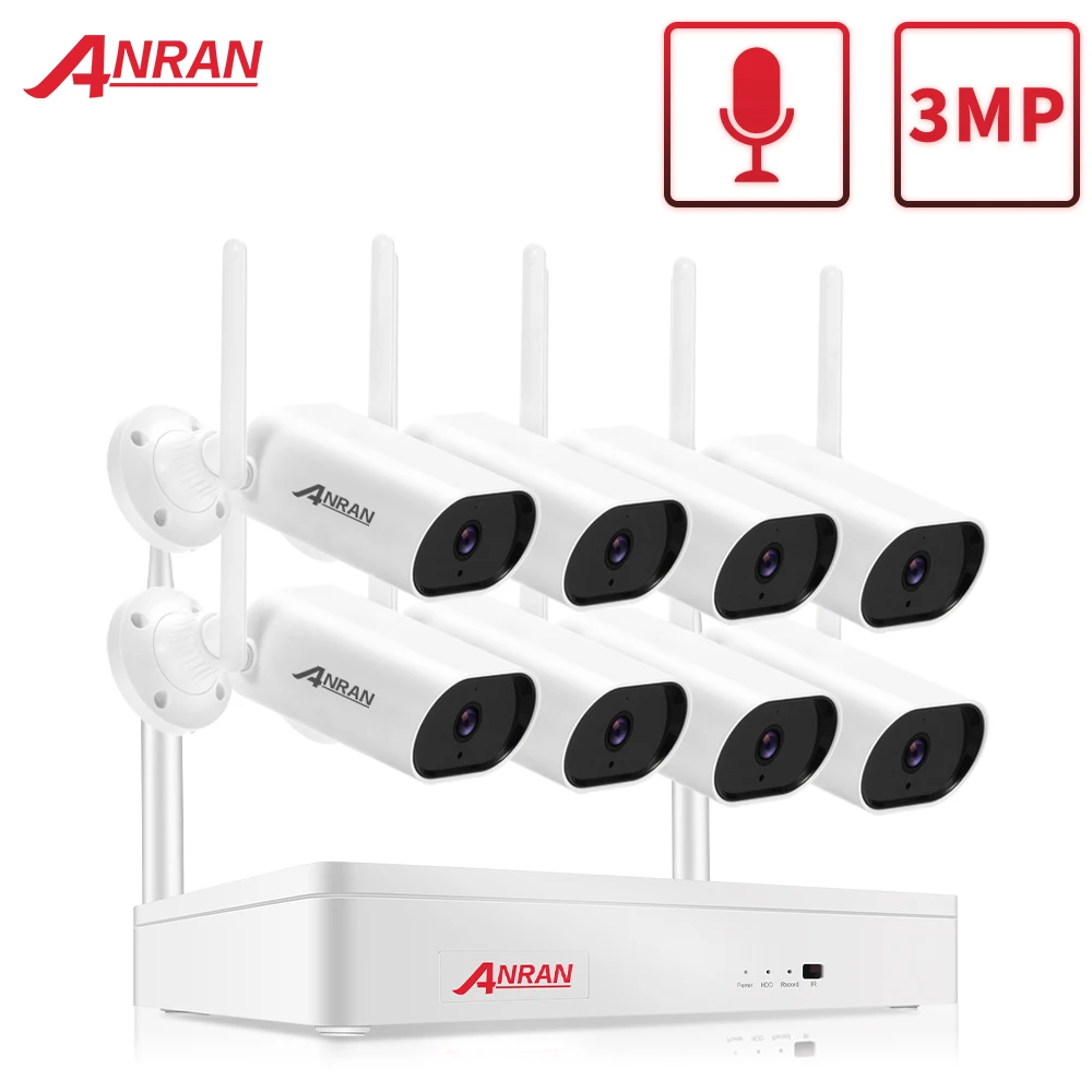 ANRAN-cámara de vigilancia de seguridad Kit NVR inalámbrico, Kit de 3MP, Audio por Wifi, sistema de cámara inalámbrica para exteriores