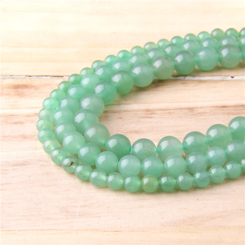 Green Aventurine Quartz Beads Natural Round Stone For Jewelry Making DIY Bracelet Necklace 4/ 6/8/10 /12 mm Strand 15' | Украшения и