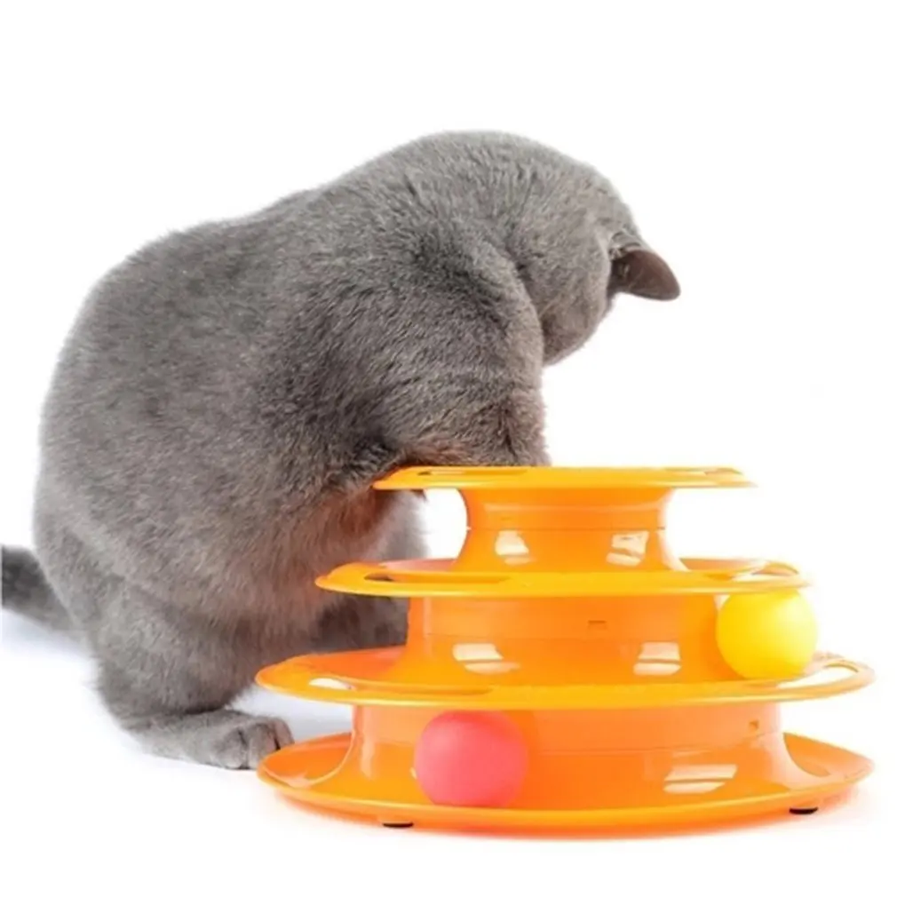 Funny Kitten Toy Three-Layer Decompression Ball Intelligence Training Cat Toy Interesting Triple Play Disc for Pet