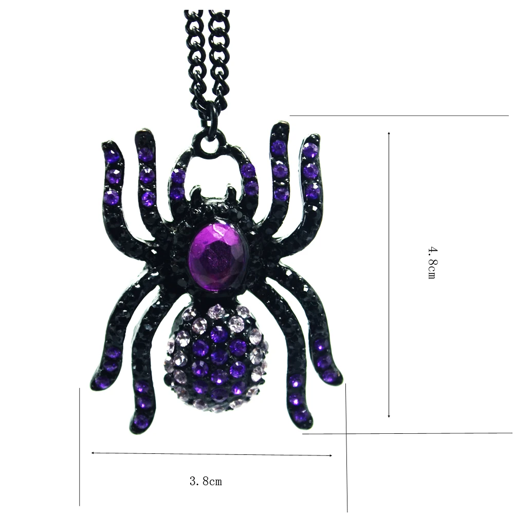 R306 BigBing Модная бижутерия Хэллоуин Черный Фиолетовый Кристалл Паук женское ожерелье ювелирных изделий высокого качества