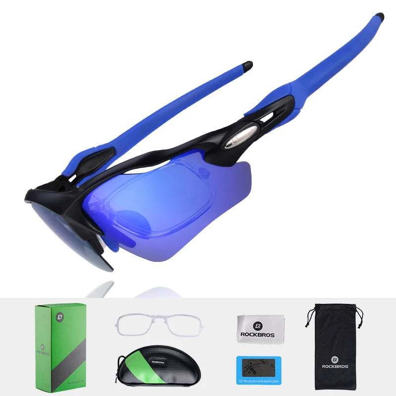 Синий ROCKBROS UV400 поляризованные велосипедные очки спортивные очки сверхлегкие для езды на велосипеде Солнцезащитные очки для рыбалки Велосипедное оборудование - Цвет: Синий