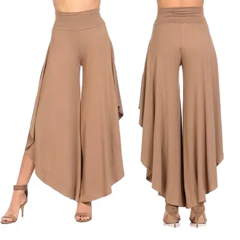 

Women Summer Cropped Pants Ladies Irregular Comfortable Wide Leg Pants -MX8