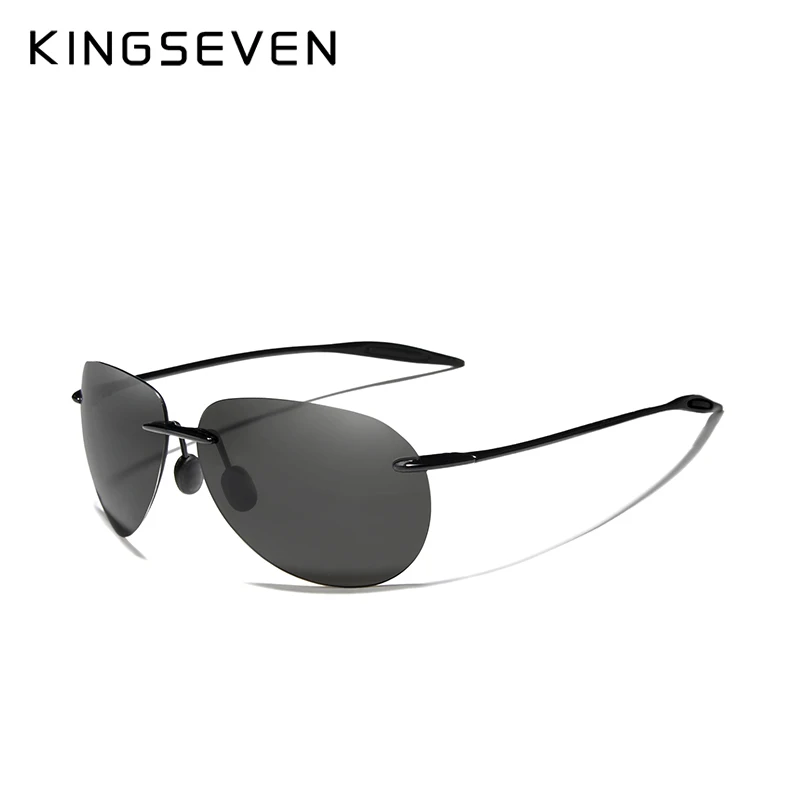 KINGSEVEN, дизайнерские мужские классические солнцезащитные очки пилота, поляризационные солнцезащитные очки для мужчин, зеркальные линзы для вождения, защита от уф400 лучей, Oculos N7027 - Цвет линз: Black