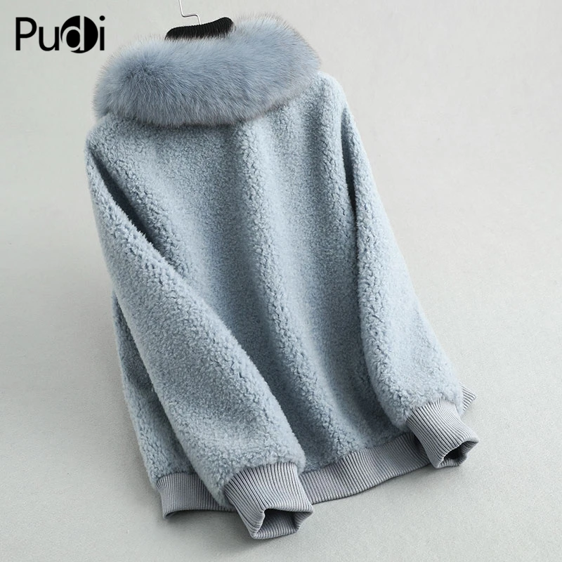 PUDI A18107 женские зимние теплые натуральная шерсть пальто с мехом Зимние теплые женские из натуральной кожи Лисий меховой воротник куртка, пальто