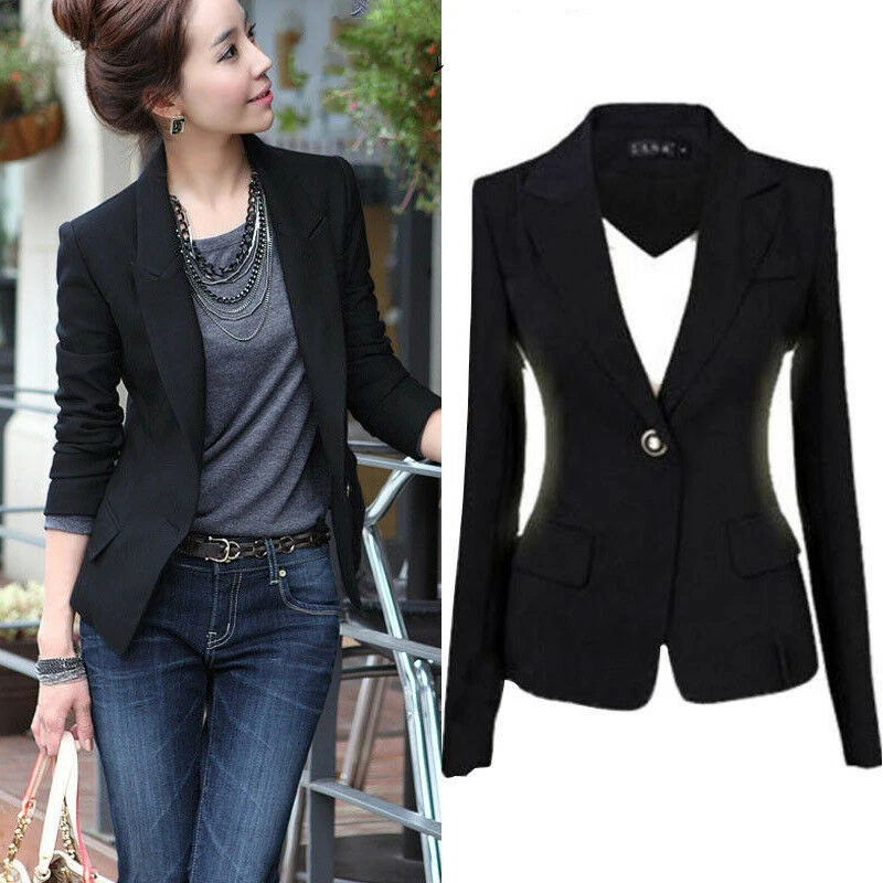 Hot Product 1pc Robe Femme Hot Selling Women Slim OL Suit Casual Blazer Jacket Coat Tops Outwear Long Sleeve Plus Sized formal single button