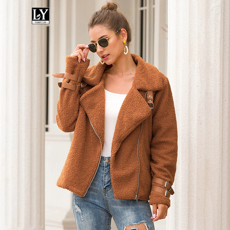 

Ly Varey Lin New Autumn Winter Women Thick Warm Faux Fur Coats Turndown Collar Zipper Loose Soft Jacket Plus Size 3xl Outerwear