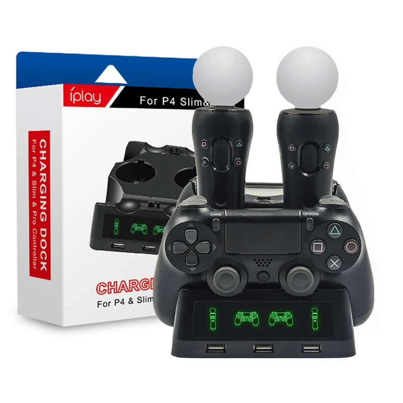 Геймпад зарядное устройство Подставка для PS4 PS Move PSVR P4 Джойстик контроллер быстрая зарядка док-станция для Playstation 4 PS4 Slim/PS4 Pro