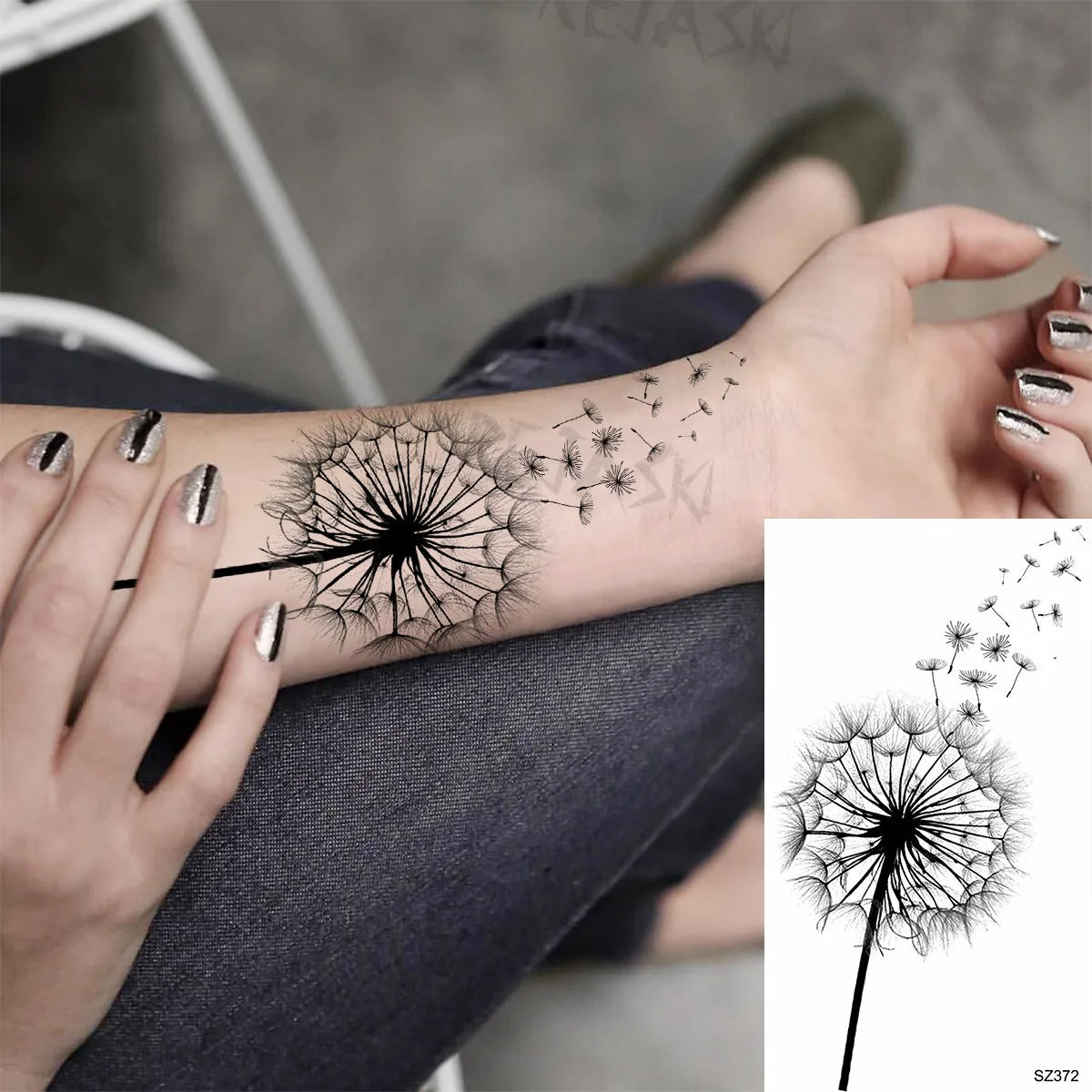 Tatouage Pissenlit Qui S Envole Tatouages Temporaires de Pissenlit Noir pour Femmes et Bol, Plumes de  Colibri, Faux Tatouage Réaliste, Autocollant de Poignet, Mode, hypothécaire  oo Lavable - AliExpress Beauté & Santé