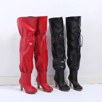 

New 2020 Long-tube Over-the-knee Boots Fashion Lace-up Leather Trousers Boots Hot Style Fashion Trend Women's Boots