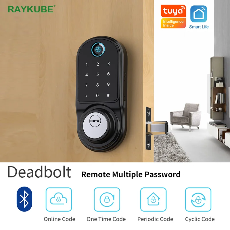 RAYKUBE F31 черный отпечаток пальца Интеллектуальный Дверной замок Deadbolt туя