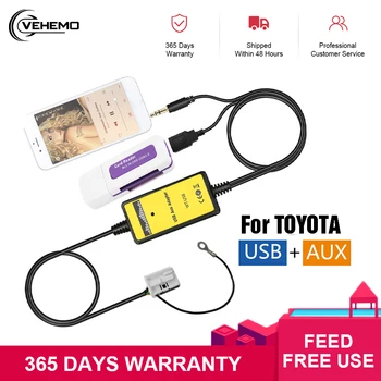 

VEHEMO 2x6Pin Audio AUX Cable Auto Car USB Aux-in Cable Adapter MP3 Player Radio Interface For Toyota Camry/Corolla/Matrix qyh