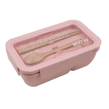 

Kitchen fiber square children's lunch box sealed fresh box single layer plastic lunch box for students' Office