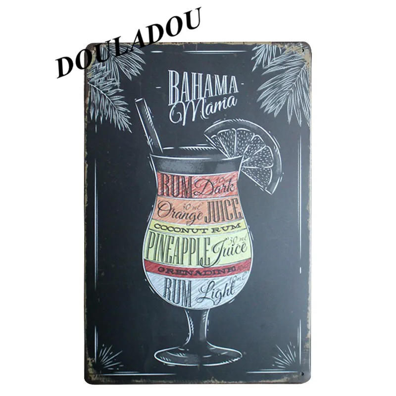 [Douladou] Mojito мартини водка винтажная металлическая вывеска домашний бар паб декоративные тарелки пивные художественные вечерние плакаты магазин вывеска 20x30 см - Цвет: 14