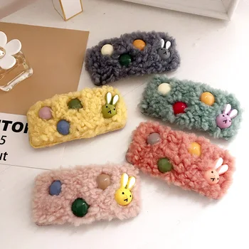 

New Style Autumn and Winter Sheep Shearing Candy Bunny Square Parent and Child Children Girly Series BB Clip Hair Clip Hair Acce