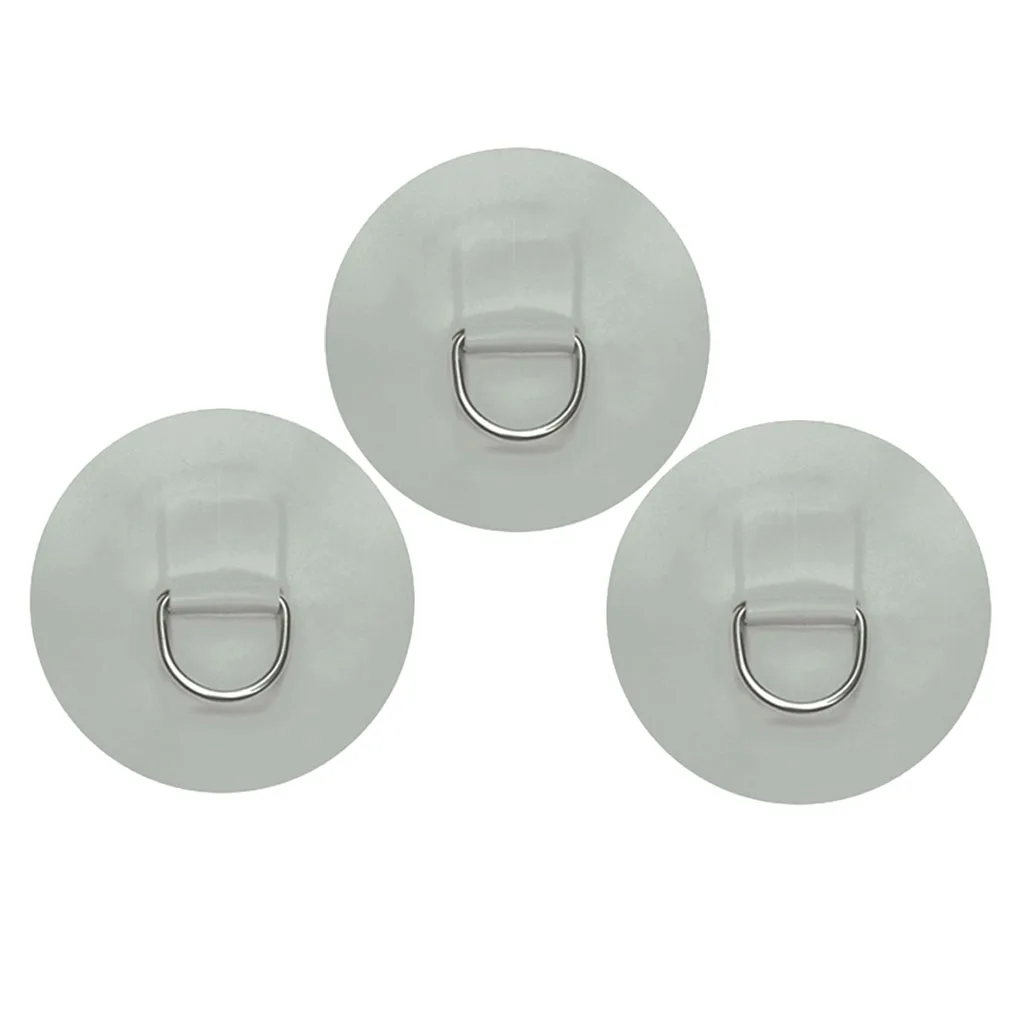 3pcs PVC 110mm Round D-Ring Patch for Inflatable Boat Dinghy Kayak Canoe Gray
