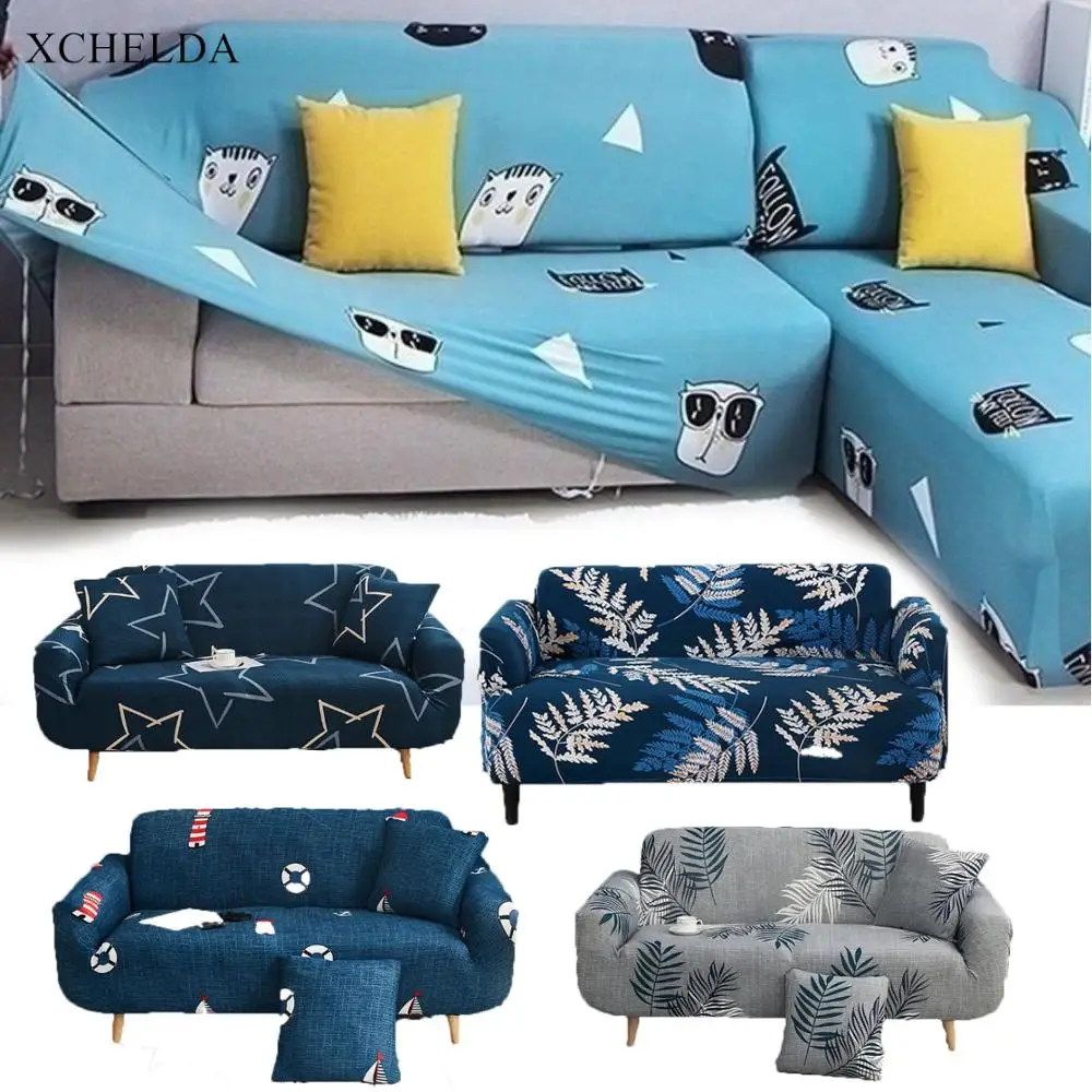 

Modern Elastic Blue Stretch Couch Armchair Slipcover Protector Armrest L Corner Sectional Sofa Cover 1 2 3 4 Seater Place