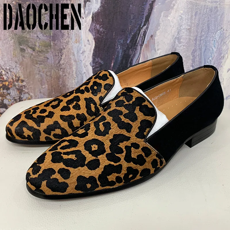 Size 7-14 Men's Loafers Handmade Suede Leopard Shoes Casual Mens Dress Wedding Party Banquet Genuine Leather Men's Shoes - AliExpress