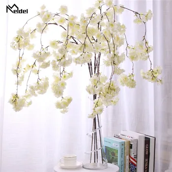 

140cm Silk Hanging Sakura Branch Wedding Arch Decor Layout Fake Flores Home Party Wall Hanging Garland Imitation Cherry Blossoms