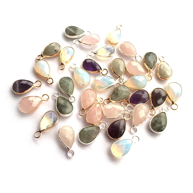 

Natural Stone Rose Quartzs Labradorite Amethysts Pendants Water Drop Shape DIY for Necklace or Jewelry Making Size 18*10*5 mm